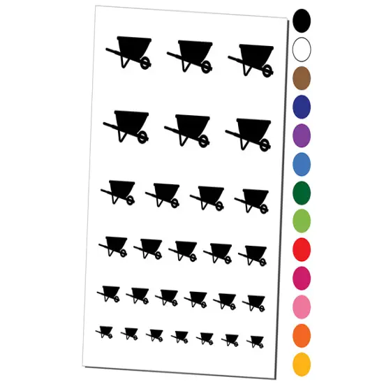 Gardening Wheelbarrow Temporary Tattoo Water Resistant Fake Body Art Set Collection Dark Blue {1}