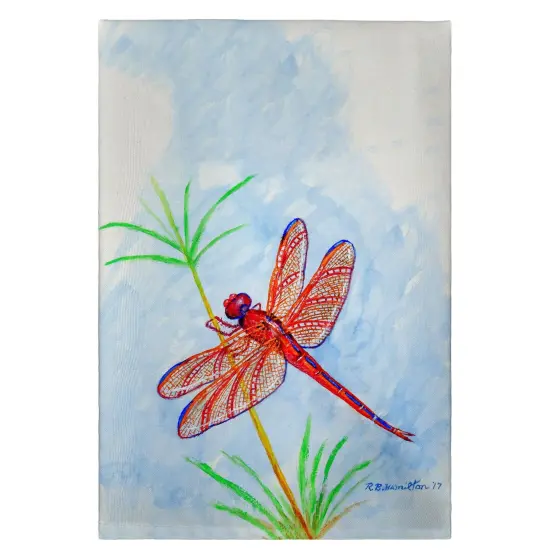 Betsy Drake Red Dragonfly Guest Towel {1}
