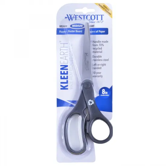 KleenEarth&reg; Basic 8" Scissors, Straight, Black, Pack of 6 {3}