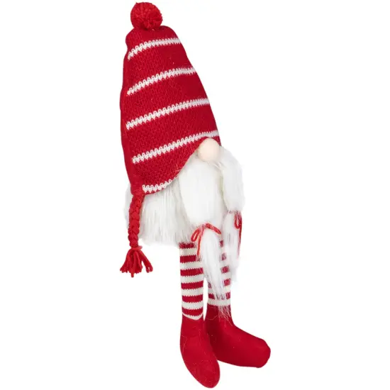Northlight Plush Striped Sitting Christmas Gnome Figure - 18" - Red and White {5}