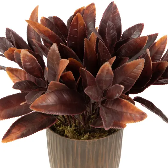 Northlight Two-Tone Artificial Foliage Plant in a Textured Lined Pot - 8" Orange {5}