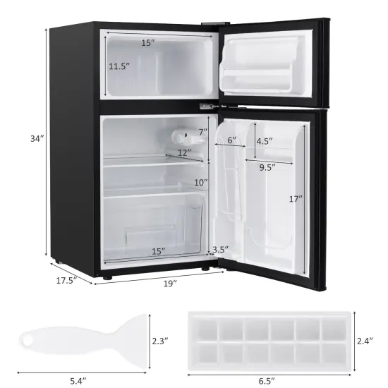 Compact Stainless Steel Refrigerator Black {4}