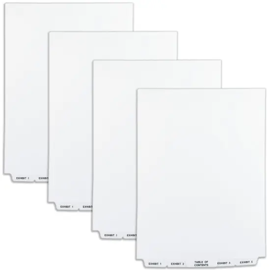 Avery Legal Exhibit Binder Dividers, Preprinted EXHIBIT 1-25 and Table of Contents Bottom Tabs, Unpunched Letter Size, 1 Set Collated, 4 Sets per Pack (11378) {1}