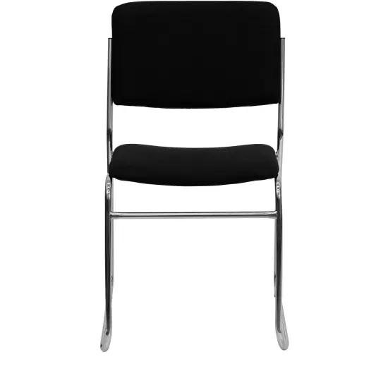 Emma and Oliver 500 lb. Capacity High Density Stacking Chair with Sled Base BlackFabric/Chrome {3}