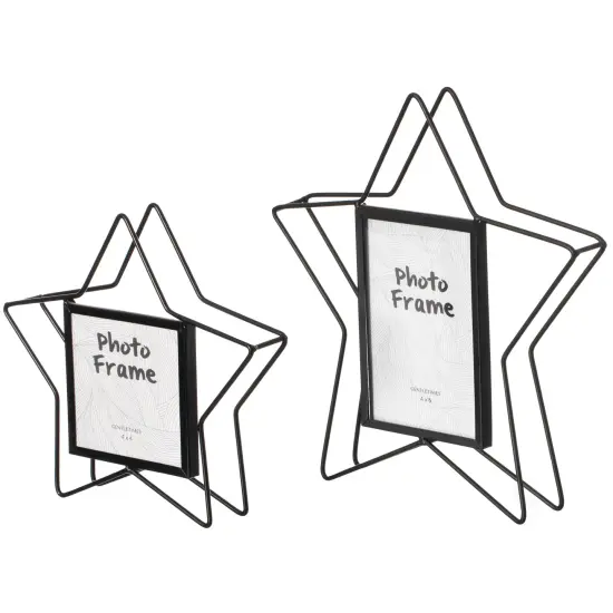 Modern Star Shape Black Metal Decor Photo Frame for Tabletop Display {1}