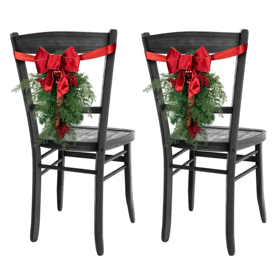 Northlight Set of 2 Mixed Cedar and Pine Christmas Chair Back Swags Green {1}