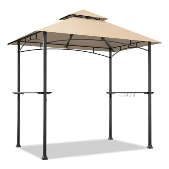 8 x 5 Feet Outdoor Barbecue Grill Gazebo Canopy Tent BBQ Shelter Beige {1}