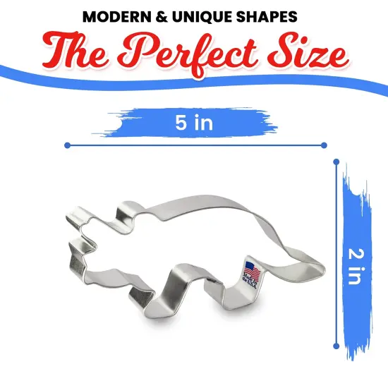 CookieCutter.Com Triceratops Dinosaur Cookie Cutter 5 Inch &ndash;Tin Plated Steel Cookie Cutters &ndash; Made In The USA {3}