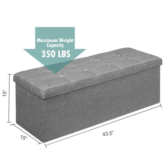 Fabric Folding Storage with Divider Bed End Bench Light Grey {4}