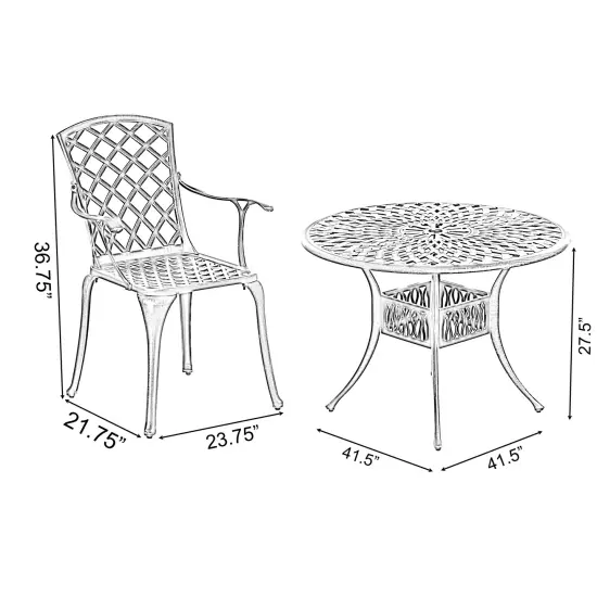 Outdoor and Indoor Bronze Dinning Set 4 Chairs with 1 Table Bistro Patio Cast Aluminum. {6}
