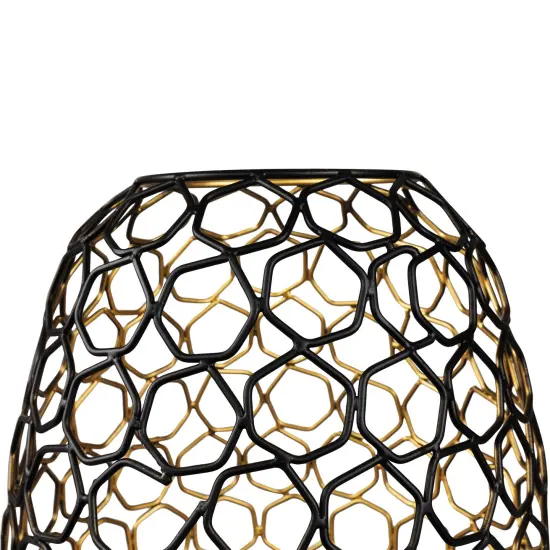 Northlight Small Geometric Cage Iron Pillar Candle Holder - 11" - Black and Gold {7}