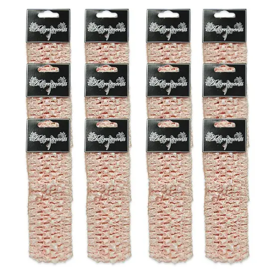 Pack of 12 Crochet Stretch Headbands Coral {1}