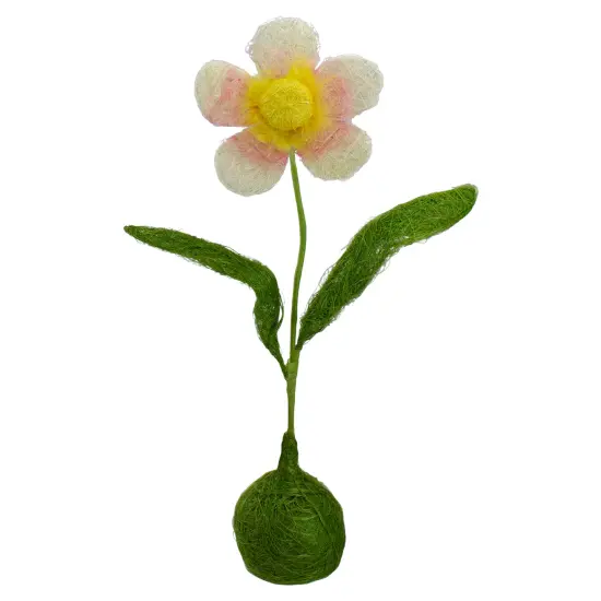 Northlight Spring Artificial Sisal Daisy Flower Decoration - 19" - White Pink and Yellow {1}
