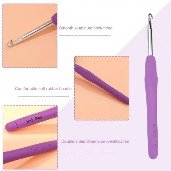 Crochet Hook, 5.0 Mm Ergonomic Crochet Hook, Crochet Needles, Ergonomic Handle Crochet Hook, Knitting Needles with Soft Handle Beginners and Experienced Crochet Hobbyists (5.0 Mm) {4}