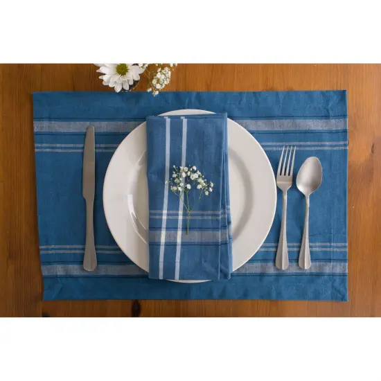 DII Blue Chambray French Stripe Placemat (Set of 6) {4}