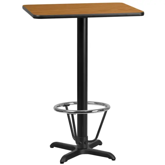 Emma and Oliver 24"x30" Rectangular Laminate Bar Table with 22"x22" Foot Ring Base Natural {1}