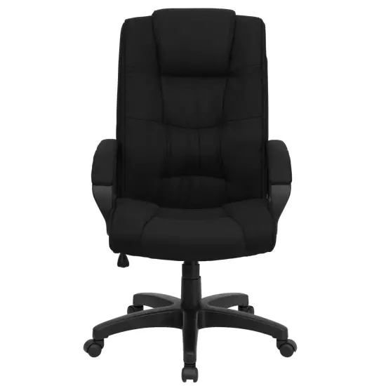 Emma and Oliver High Back Multi-Line Stitch Executive Swivel Office Chair with Arms Black Fabric {3}