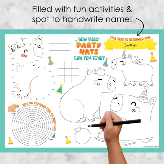 Big Dot of Happiness Capy Birthday - Paper Capybara Party Coloring Sheets - Activity Placemats - Set of 16 {3}