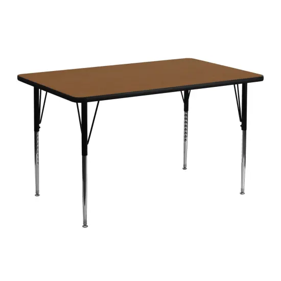 Emma and Oliver 24x48 Rectangle HP Laminate Adjustable Activity Table Oak {1}