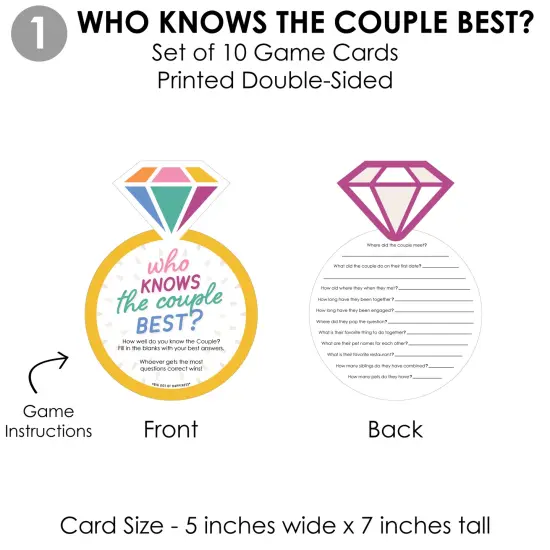 Big Dot of Happiness Just Engaged - Colorful - 4 Engagement Party Games - 10 Cards Each - Gamerific Bundle {6}