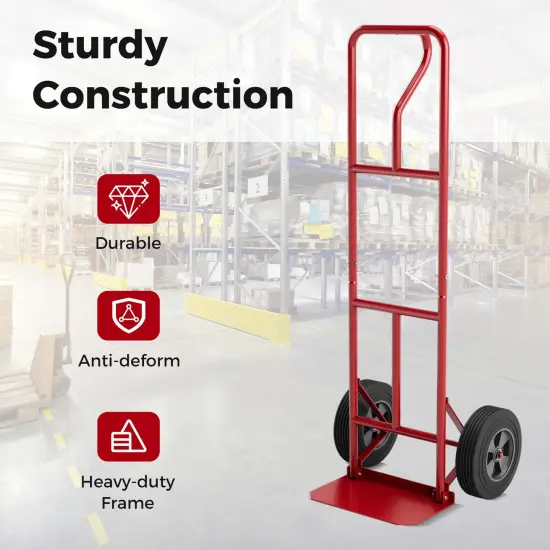 Costway Heavy Duty Hand Truck 660lbs Capacity Trolley Cart withFoldable Nose Plate Black/Red {5}