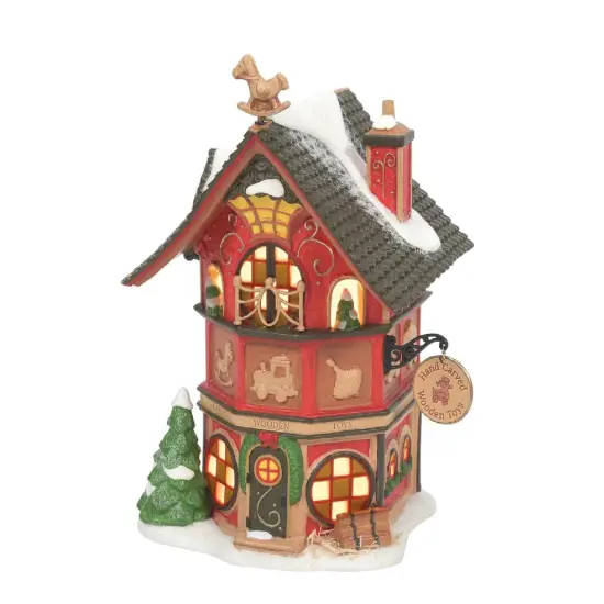 Department 56 Department 56 North Poles Finest Wooden Toys Lighted Christmas Building #6009828 Red {1}