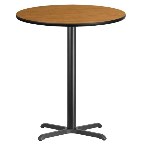 Emma and Oliver 36" Round Laminate Table Top with 30"x30" Bar Height Table Base Black {9}