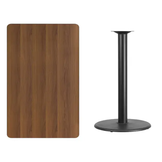 Emma and Oliver 30"x48" Rectangular Laminate Bar Table with 24" Round Base Walnut {3}
