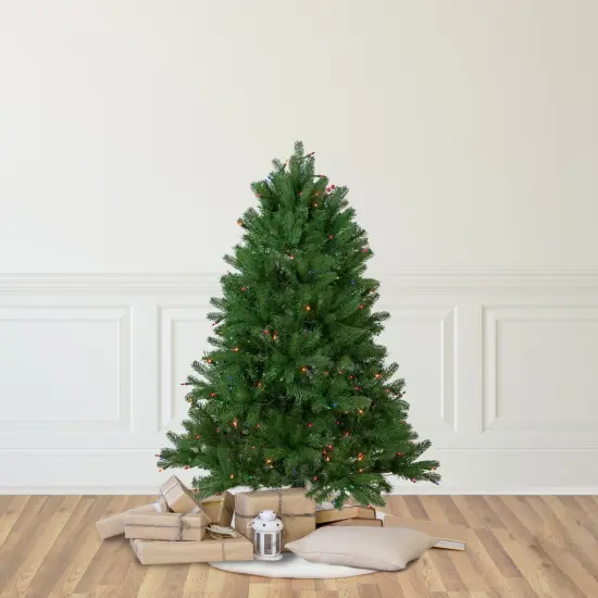 Northlight 4' Pre-Lit Full Sierra Noble Fir Artificial Christmas Tree, Multi Lights Green {3}