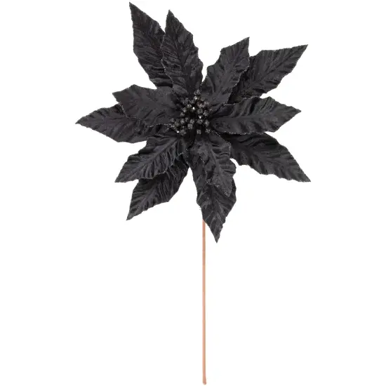 Northlight 26" Black Glittered Poinsettia Christmas Stem Spray {1}