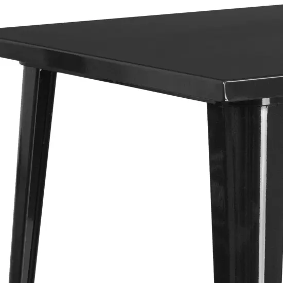 Merrick Lane Rothko Patio Dining Table with Metal Frame and Square Top Black {5}