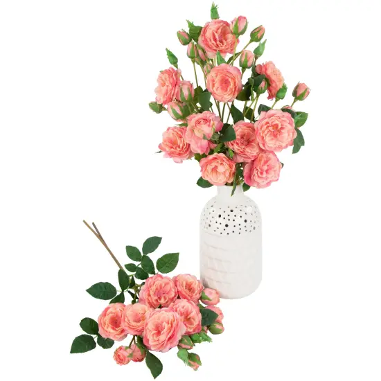 Northlight Real Touch&trade; Pink Artificial Camellia Rose Floral Sprays, Set of 6 - 23" {4}