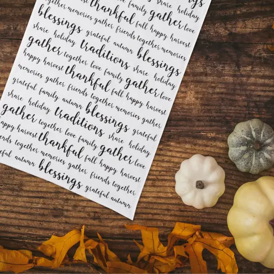 Harvest Script Printed Flour Sack Cloth Thanksgiving Kitchen Towel Dishtowel {3}