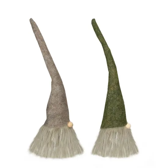 Northlight Christmas Gnome with Pointy Hat Figures - 10.5" - Green and Brown - Set of 2 {3}
