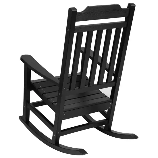 Merrick Lane Set of 2 HillfordPoly Resin Indoor/Outdoor Rocking Chairs Black {4}