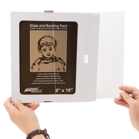 Ambiance Picture Frame Glass and Backing 6x8" - 6 Pack &ndash; 2mm Thick Glass Sheets with White Corrugated Cardboard Backing &ndash; Replacement Glass for Open-Back Frames {5}