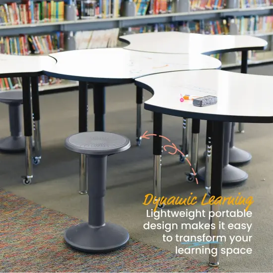 SitWell Adjustable Height Wobble Stool, Active Flexible Seating Chair Grey {4}