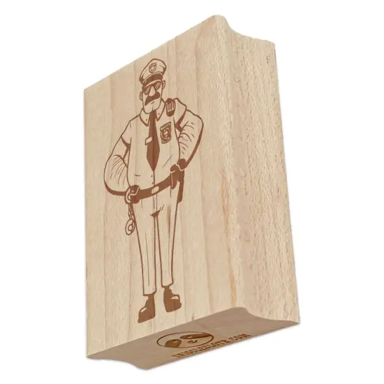Serious Police Officer Cop Standing with Hands on Hips Rectangle Rubber Stamp for Stamping Crafting {7}