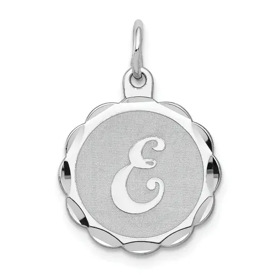 Sterling Silver Brocaded Lower Case Initial E Charm Jewerly 22mm x 16mm {1}