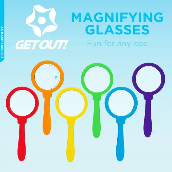 Kids Magnifying Glass Set &ndash; 6 Pack Large Plastic Magnifying Glasses {2}
