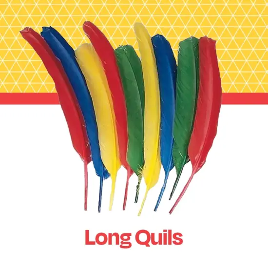 School Smart Long Craft Feather Quills, 10 to 12 Inches, Assorted Colors, Pack of 100 {6}