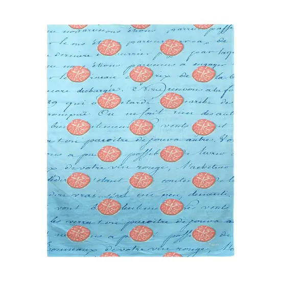Betsy Drake Coral Sand Dollar Ble Script Beach Towel Multicolor {1}