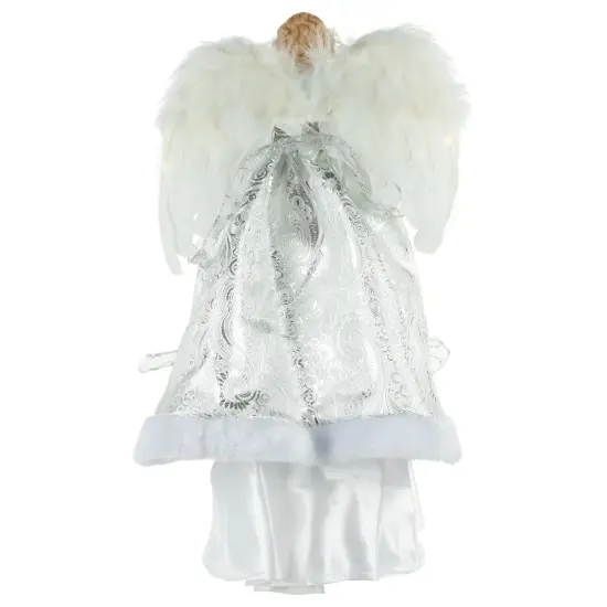 Northlight 18" Lighted White and Silver Angel in a Dress Christmas Tree Topper - Warm White Lights {6}