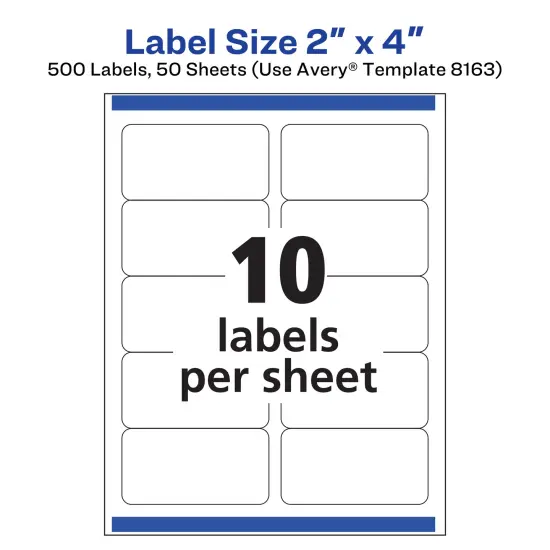 Avery Printable Shipping Labels with Sure Feed, 2" x 4", White, 2 Packs, 500 Blank Mailing Labels Total (21936) {5}