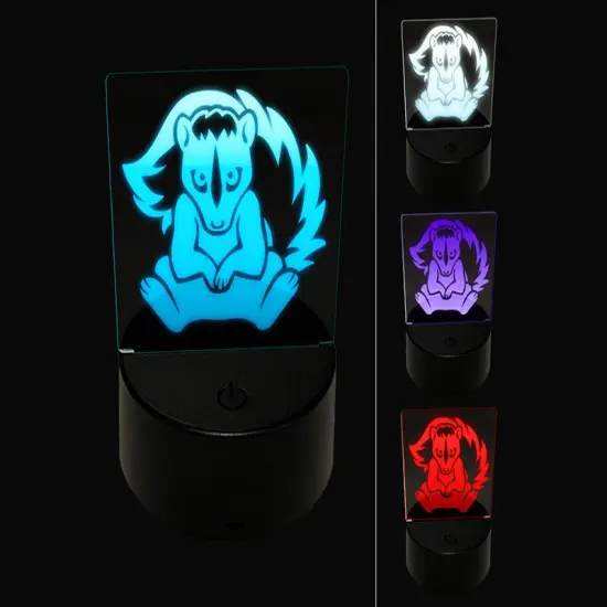 Sweet Skunk Sitting 3D Illusion LED Night Light Sign Nightstand Desk Lamp {1}
