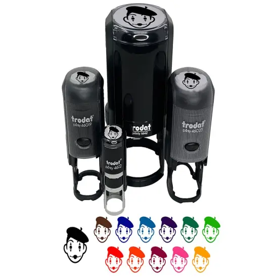 French Mime with Beret Self-Inking Rubber Stamp for Stamping Crafting Planners Blue {7}