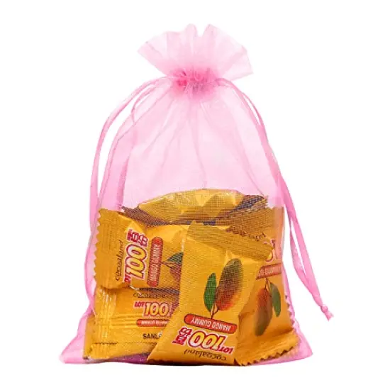 100PCS Organza Bags, 4x6 inches (10x15cm) Sheer Drawstring Gift Bags, Organza Jewelry Pouches, Jewelry Gift Bags, Packaging Bags for Party, Jewelry, Festival, Bathroom Soaps, Makeup Organza Favor Bags (Pink) {3}