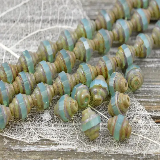 *19* 7x6mm Aqua Opal Picasso Mini Turbine Beads {5}