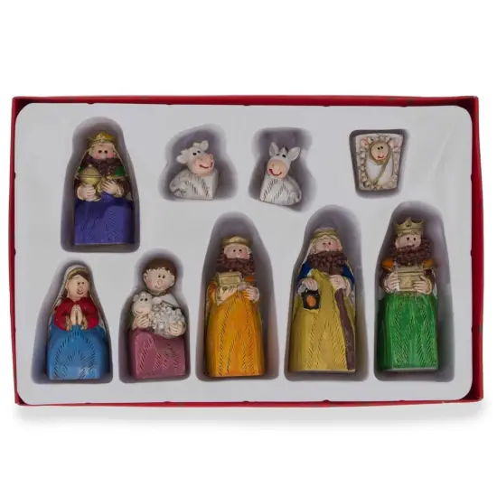 Set of 9 Hand Painted Mini Nativity Scene Set Figurines {4}