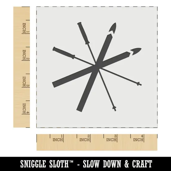 Skis and Poles Skiing Equipment and Gear Wall Cookie DIY Craft Reusable Stencil {6}